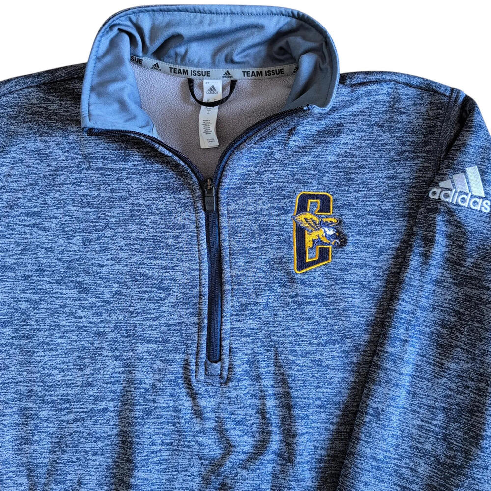 Adidas Pullover Mens Medium Blue ClimaWarm Team Issue Quarter Zip‎ Sweatshirt
